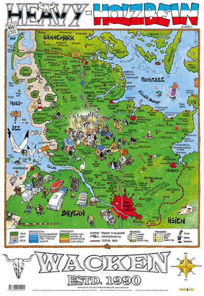Cartoonlandkarte & Postkarte "Wacken" | Wacken Open Air